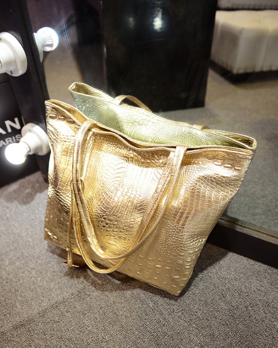 Original Solid Color Shiny Tote Bag