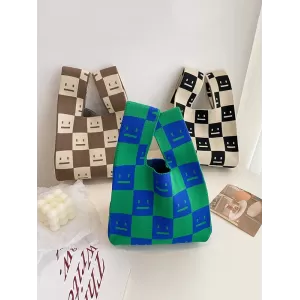 Urban Checkerboard Plaid Color-Block Bags Accessories Handbags