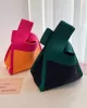 Simple Knitting Contrast Color Color-Block Bags Accessories Handbags