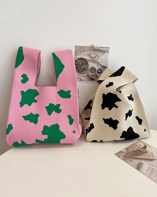 Urban Knitting Cow Pattern Bags Accessories Handbags