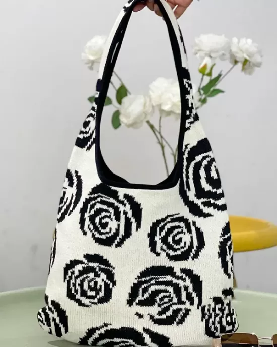 Original Creation Floral Weave Contrast Color Bags Accessories