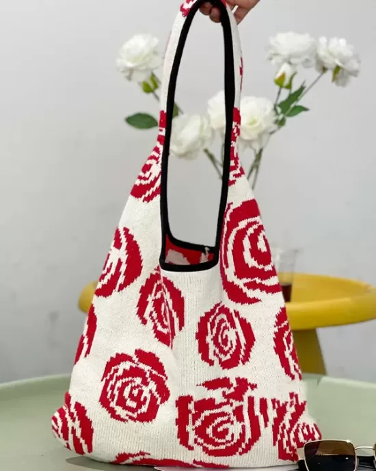 Original Creation Floral Weave Contrast Color Bags Accessories