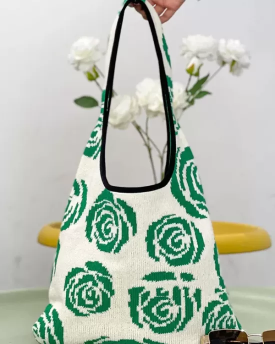 Original Creation Floral Weave Contrast Color Bags Accessories