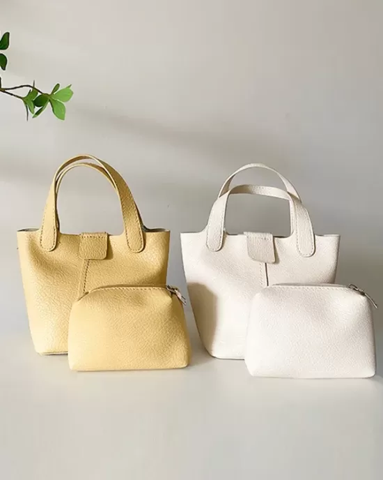 Simple Casual Chic PU Solid Color 2 Pieces Bags Accessories