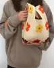 Contrast Color Flower Woven Handbag