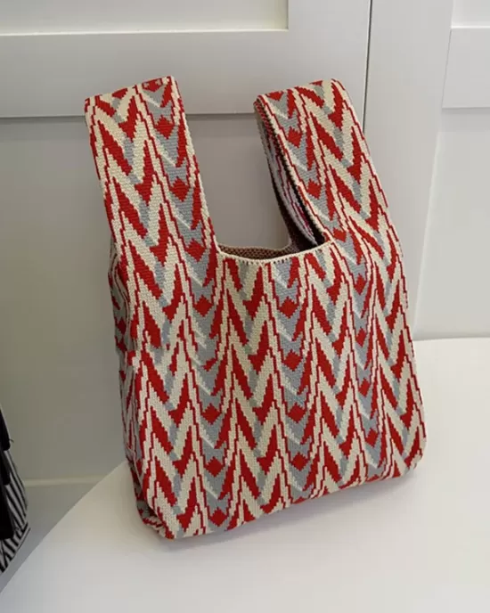 Geometric Multi-Colored Woven Handbag Bags Accessories