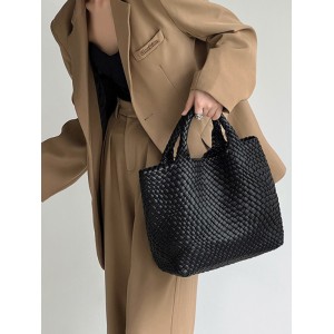 Solid Color Woven Tote Handbags Bags