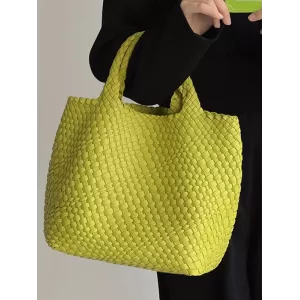 Solid Color Woven Tote Handbags Bags