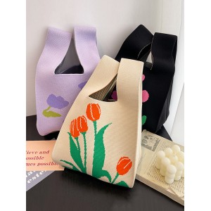 Floral Printed Woven Handbag Bags Accessories