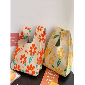 Floral Printed Woven Handbag Bags Accessories