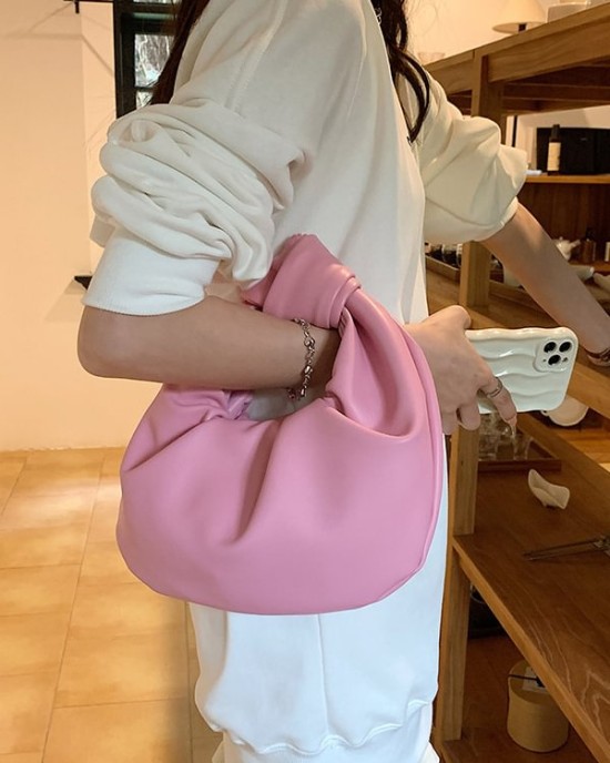 Bowknot Pleated Solid Color Handbags Accessories