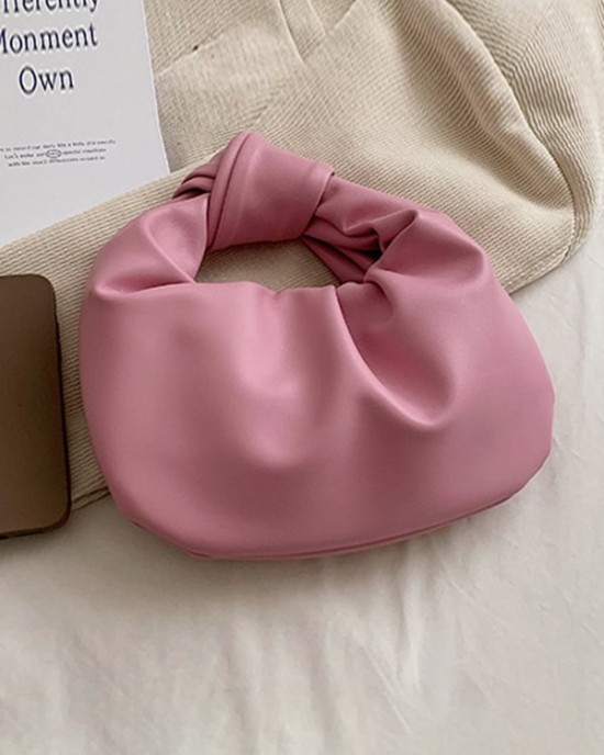 Bowknot Pleated Solid Color Handbags Accessories