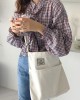 Simple Solid Color With-pockets Canvas Handbag