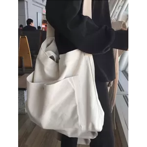 Simple Casual Solid Color Canvas Sling Bag