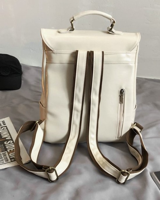 Simple Vintage Solid Color Backpack