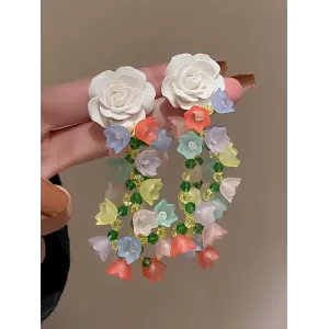 Statement Multi-Colored Floral Earrings Accessories