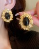 Flower Shape Geometric Rhine Stones Earrings Accessories