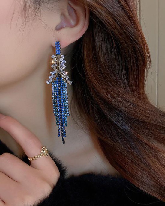 Urban Blue Tasseled Earring