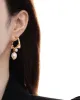 Gold Foil French Baroque Vintage Natural Pearl Earrings