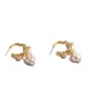 Gold Foil French Baroque Vintage Natural Pearl Earrings