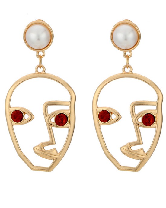 Fashion Creative Face Beaded Decorate Hollow Earrings