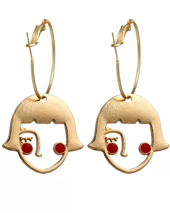 Fashion Creative Face Beaded Decorate Hollow Earrings