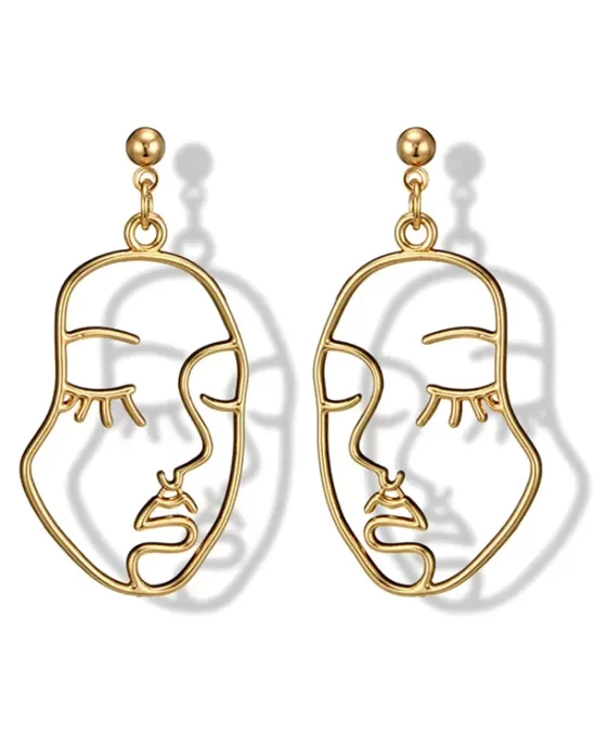 Fashion Creative Face Beaded Decorate Hollow Earrings