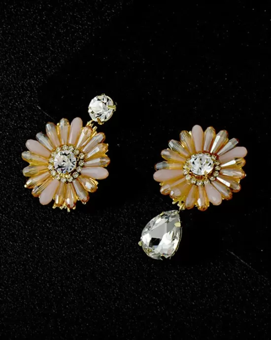 Original Vintage Asymmetric Floral Earrings Accessories