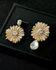 Original Vintage Asymmetric Floral Earrings Accessories