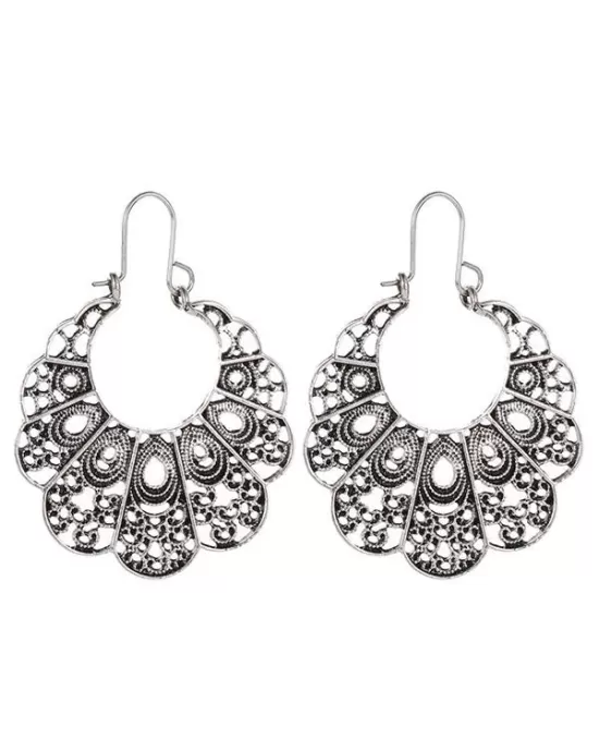 Vintage Geometric Openwork Flower Earrings