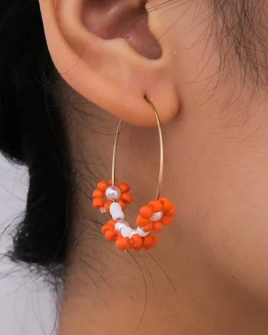 Retro Ethnic Style Beads Decorate Flower Earrings