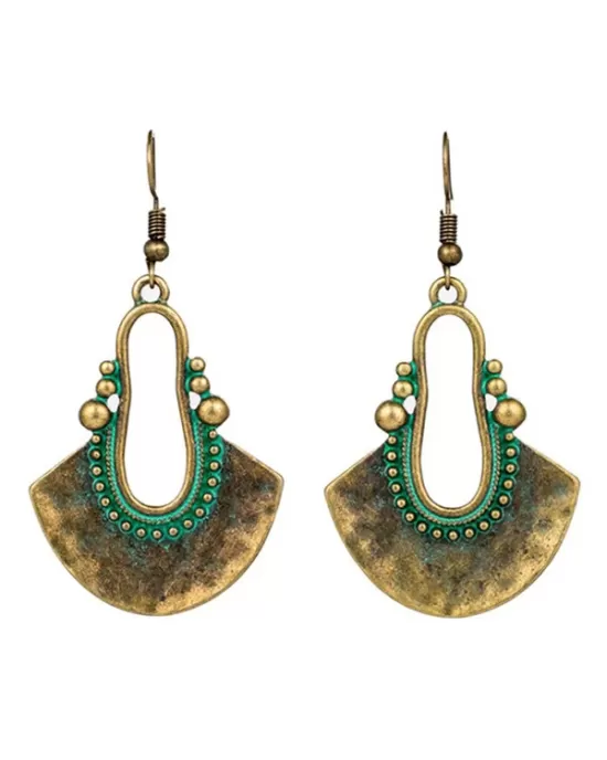 Vintage Fan-Shaped Hollow Turquoise Earrings