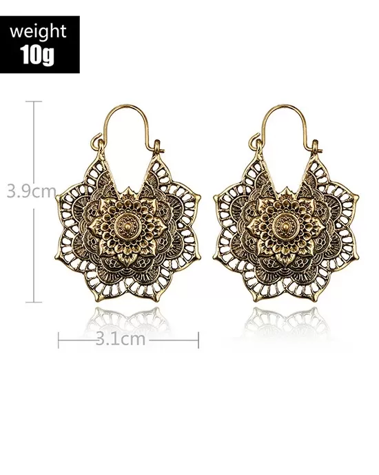 Vintage Hollow Alloy Flower Earring Accessories