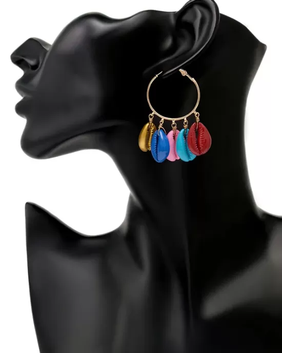 Fashion Colorful Shell Circle Ethnic Earrings