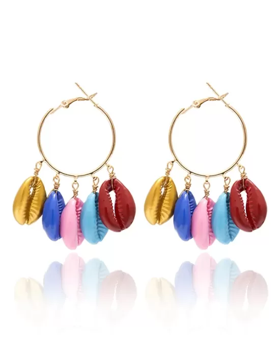 Fashion Colorful Shell Circle Ethnic Earrings