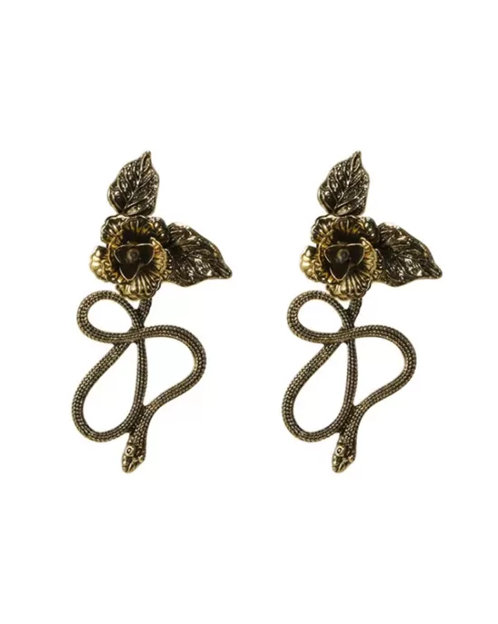 Vintage Snake Shape Flower Shape Earrings Accessories