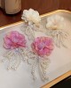 Flower-Embellished Imitation Pearl  Tasseled Earrings Accessories