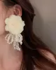 Flower-Embellished Imitation Pearl  Tasseled Earrings Accessories