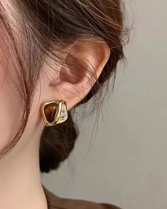 Contrast Color Geometric Earrings Accessories