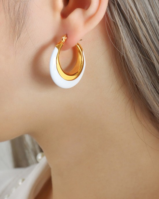 Contrast Color Geometric Split-Joint Earrings Accessories