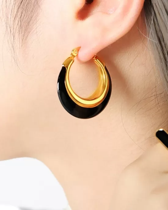 Contrast Color Geometric Split-Joint Earrings Accessories