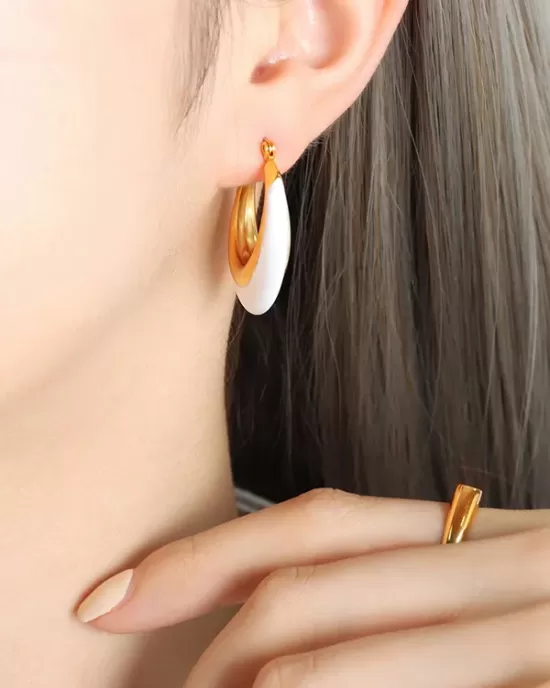 Contrast Color Geometric Split-Joint Earrings Accessories