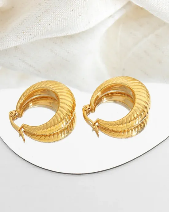 Pleated Solid Color Earrings Accessories