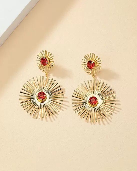 Color-Block Sun Flower Ear-Ring