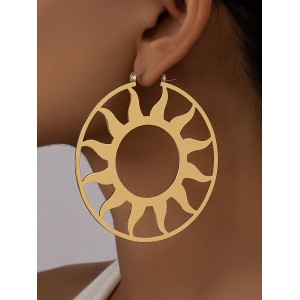 Hollow Solid Color Sun Ear-Ring