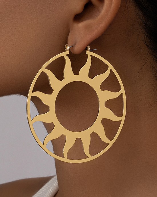 Hollow Solid Color Sun Ear-Ring