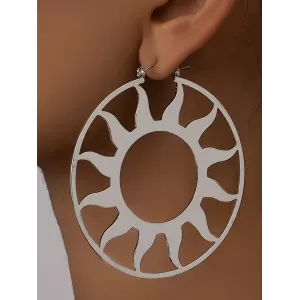 Hollow Solid Color Sun Ear-Ring