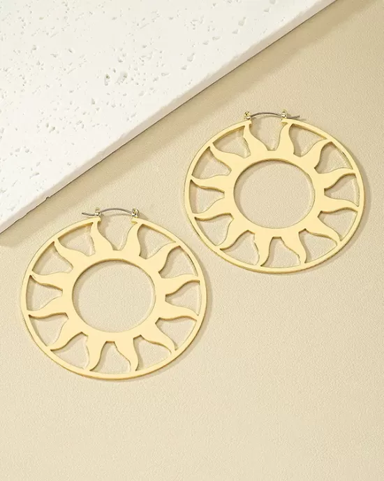 Hollow Solid Color Sun Ear-Ring