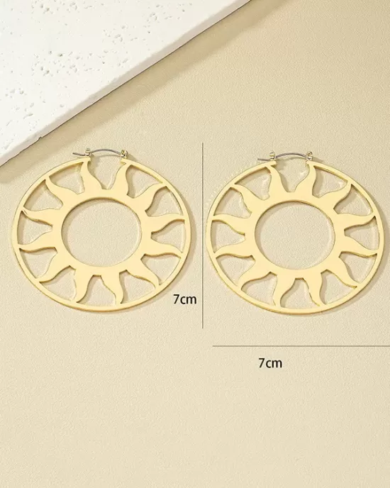 Hollow Solid Color Sun Ear-Ring