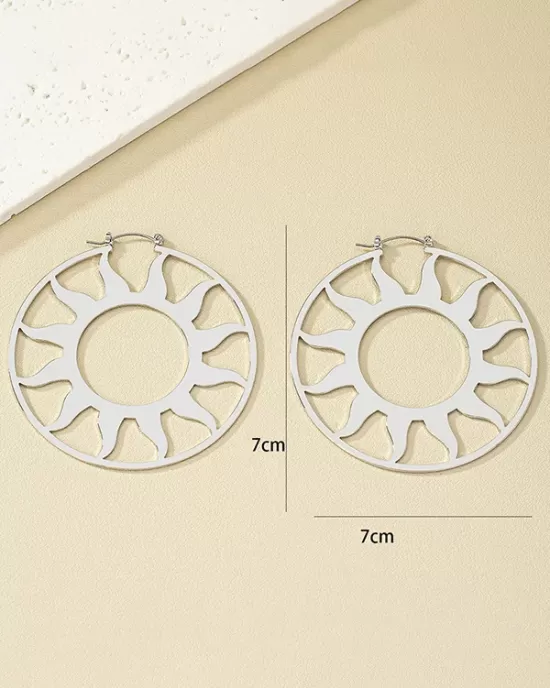 Hollow Solid Color Sun Ear-Ring